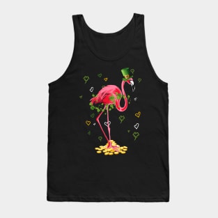 Clover Flamingo & Hearts St. Patricks Day Irish Proud Girls Tank Top